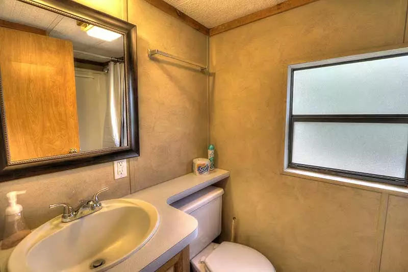 bathroom inside camping cabin