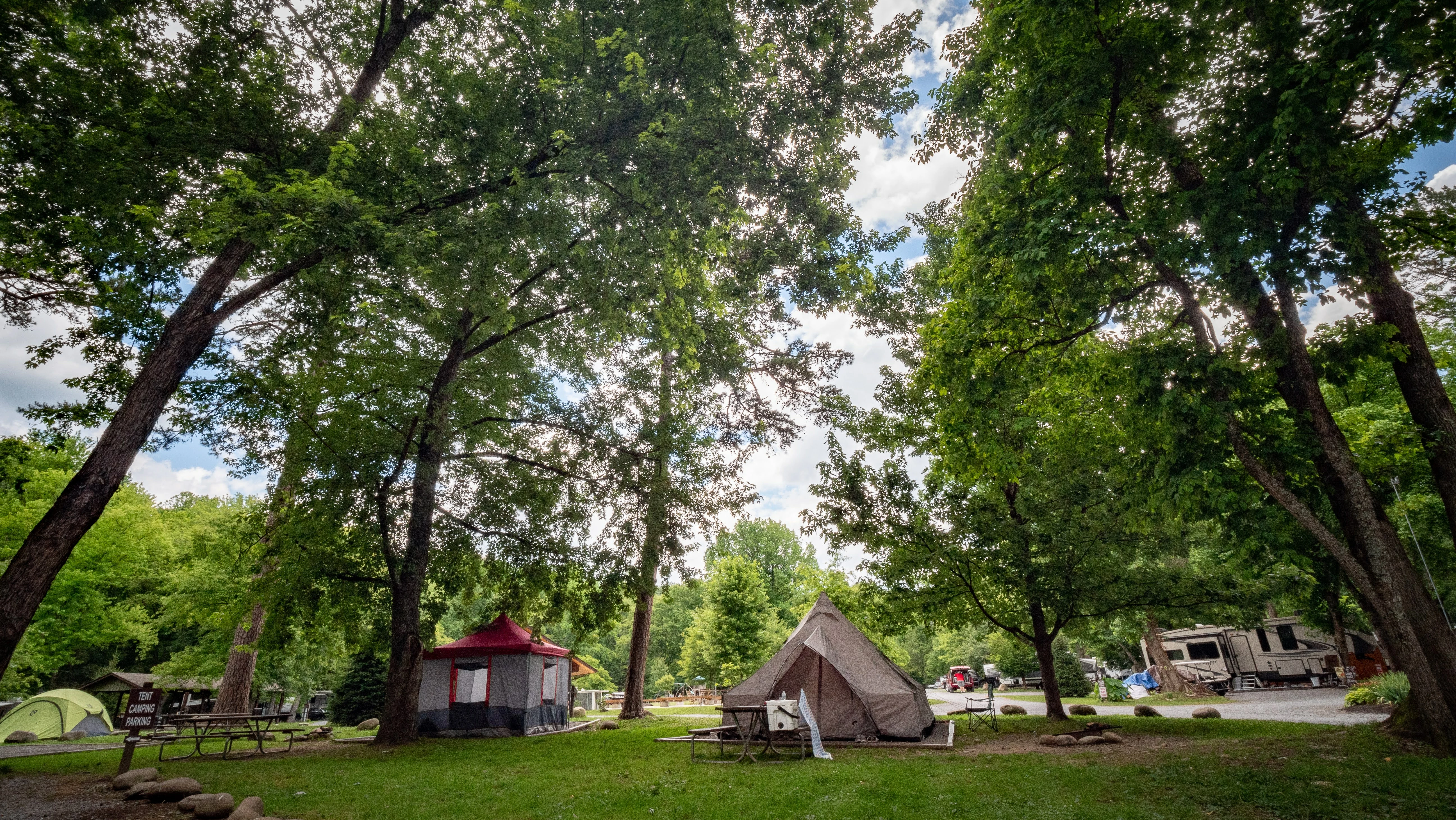 Tent sites at Greenbrier Campground in Gatlinburg