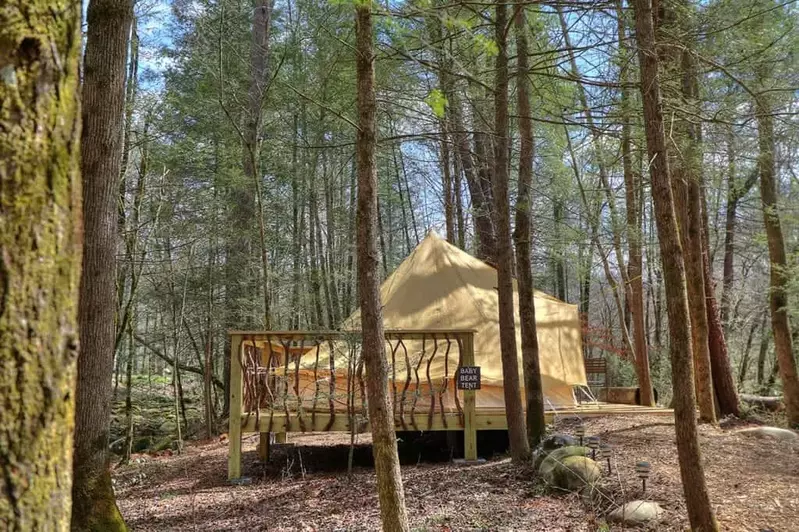 Exterior of bell tent at Greenbrier Campground 