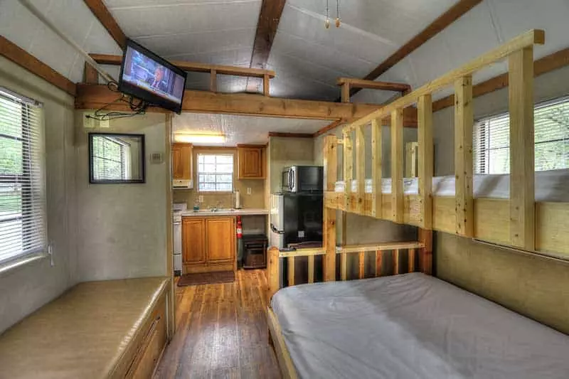 interior of camping cabin at Greenbrier