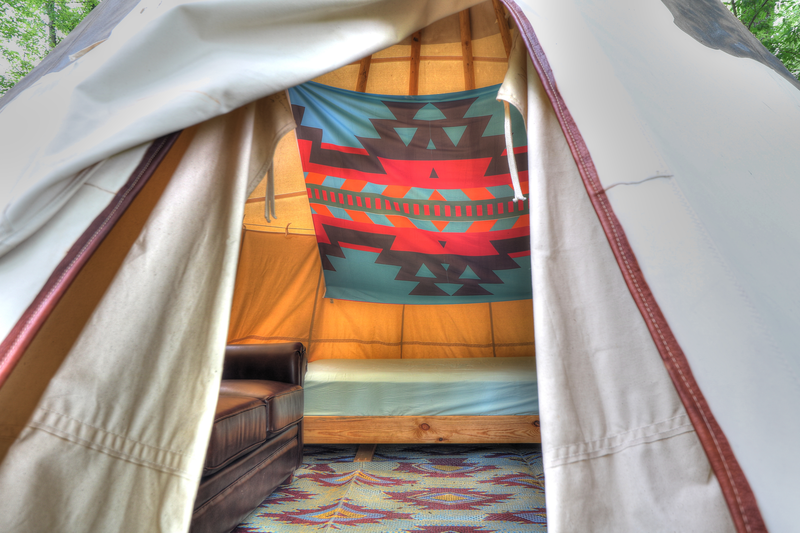 interior of tipi tent