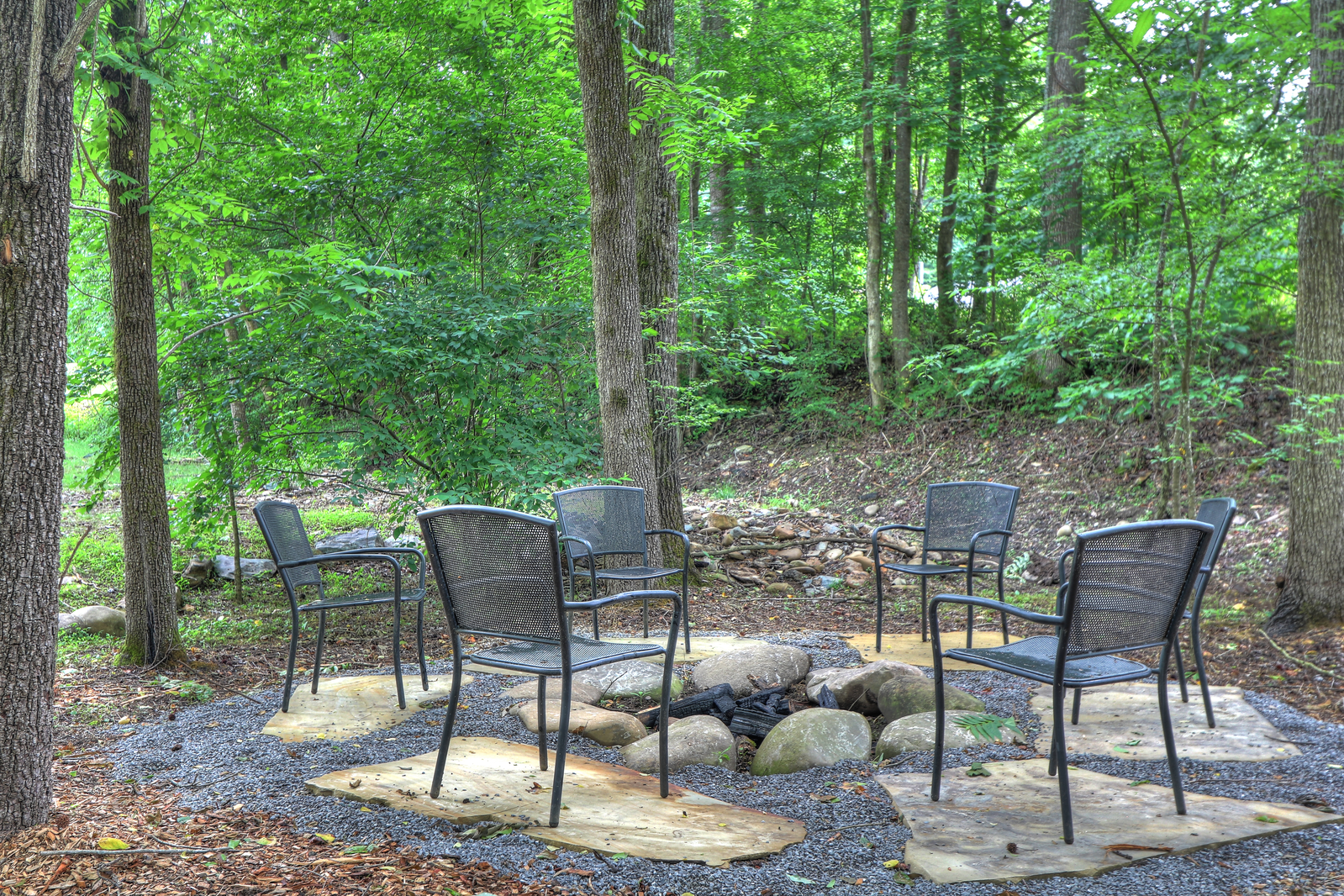 chairs around fire pit 