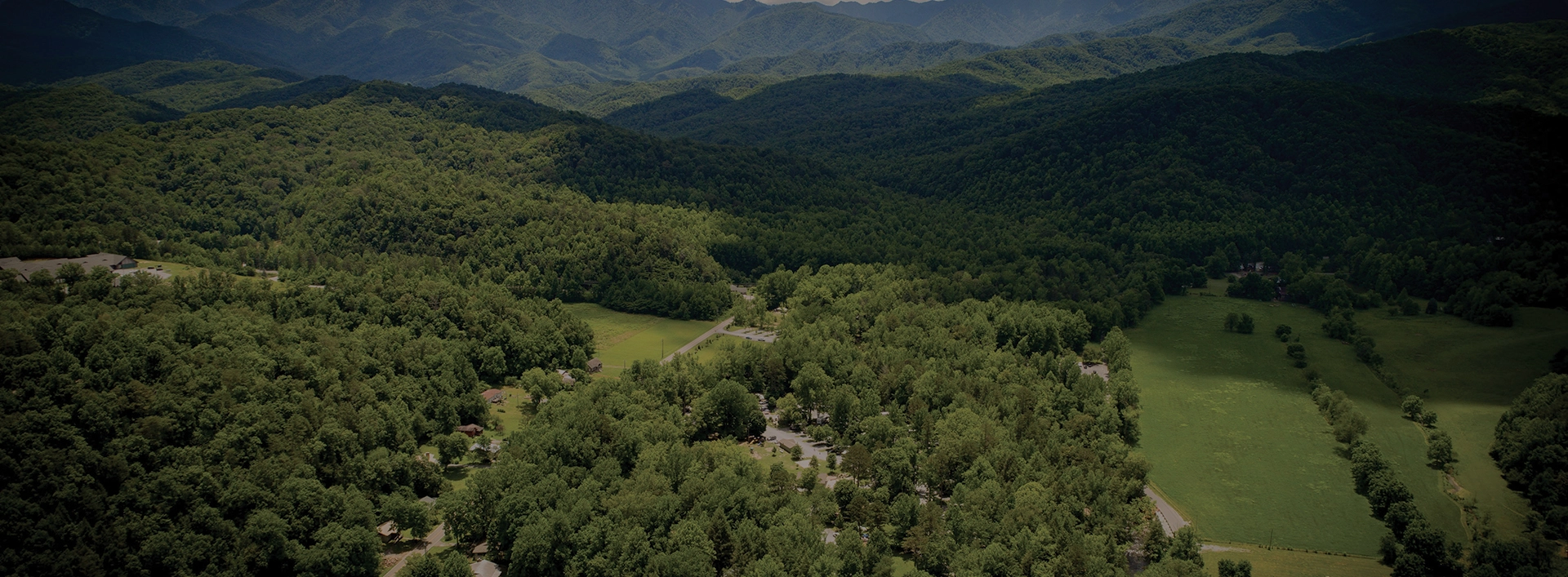 aerial view of Greenbrier Campground in the Smoky Mountains