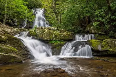 spruce flats falls in the smoky mountains