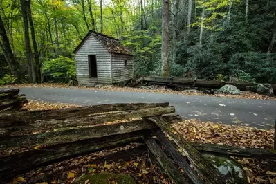 Historic roadside mill on the Roaring Fork Motor Nature Trail in the Great Smoky Mountains National Park