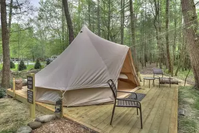 Bell tent at Greenbrier Campground in Smoky Mountains