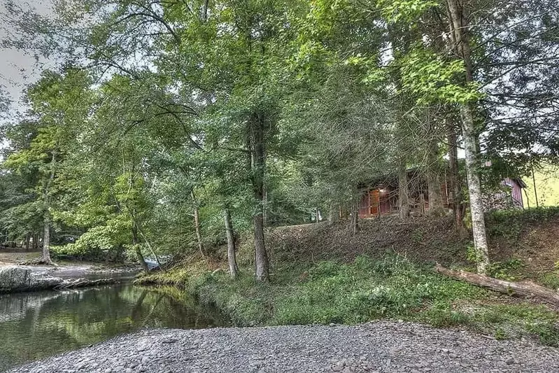 The Flint Rock Cabin, located next to the Little Pigeon River in the Smokies.