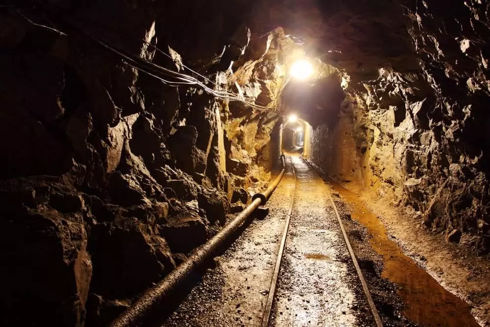 The tunnel of a mine.