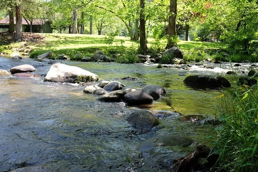 Rocks in the river at Greenbrier Campground.