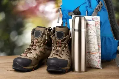 Hiking boots and backpack