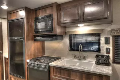 kitchen area in an rv