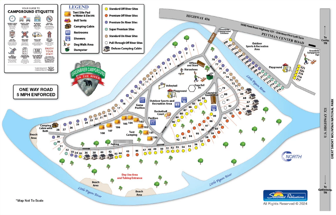 Map of Greenbrier Campground in Gatlinburg