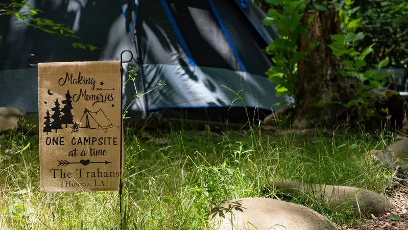 sign outside tent site in the Smoky Mountains