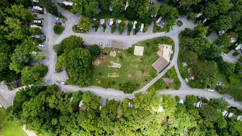 aerial view of Greenbrier Campground in the Smoky Mountains