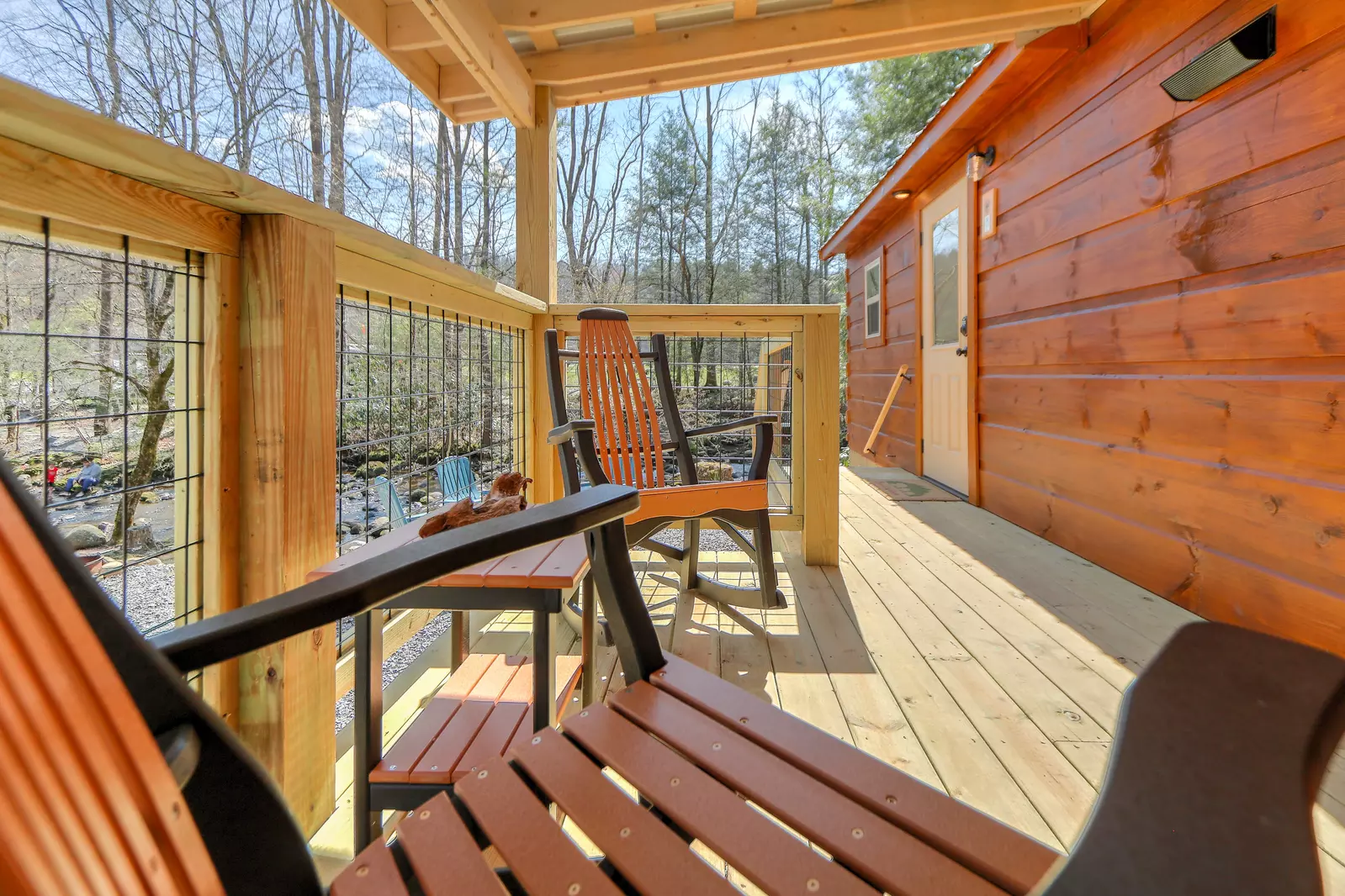 chairs on deck of bell tent rental