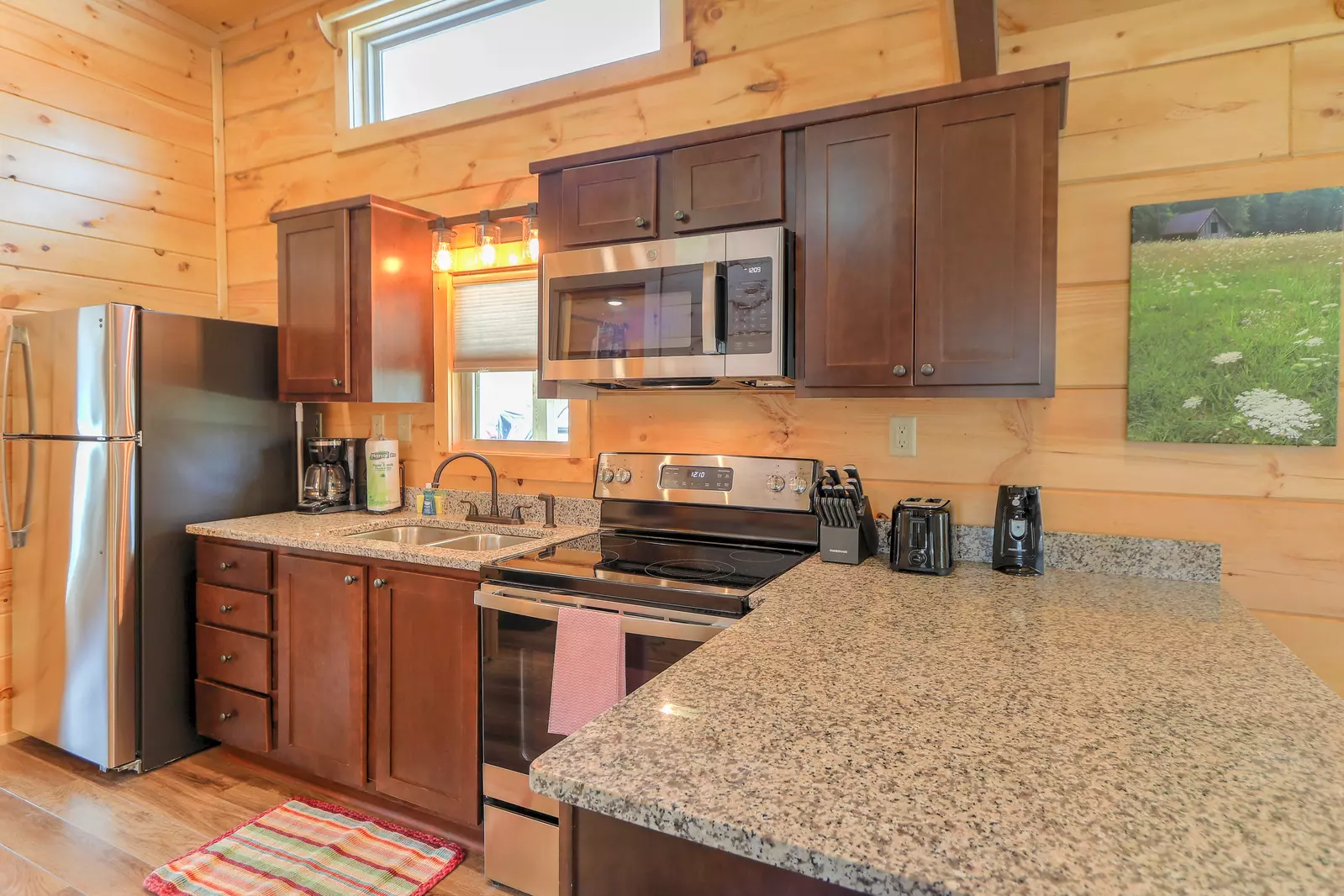Kitchen inside camping cabin