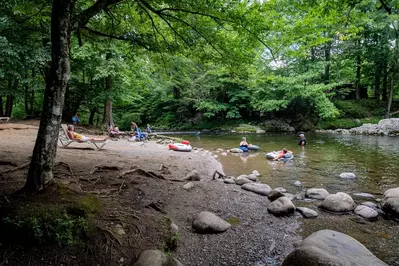 flint rock swimming hole is great for Smokies camping for teens